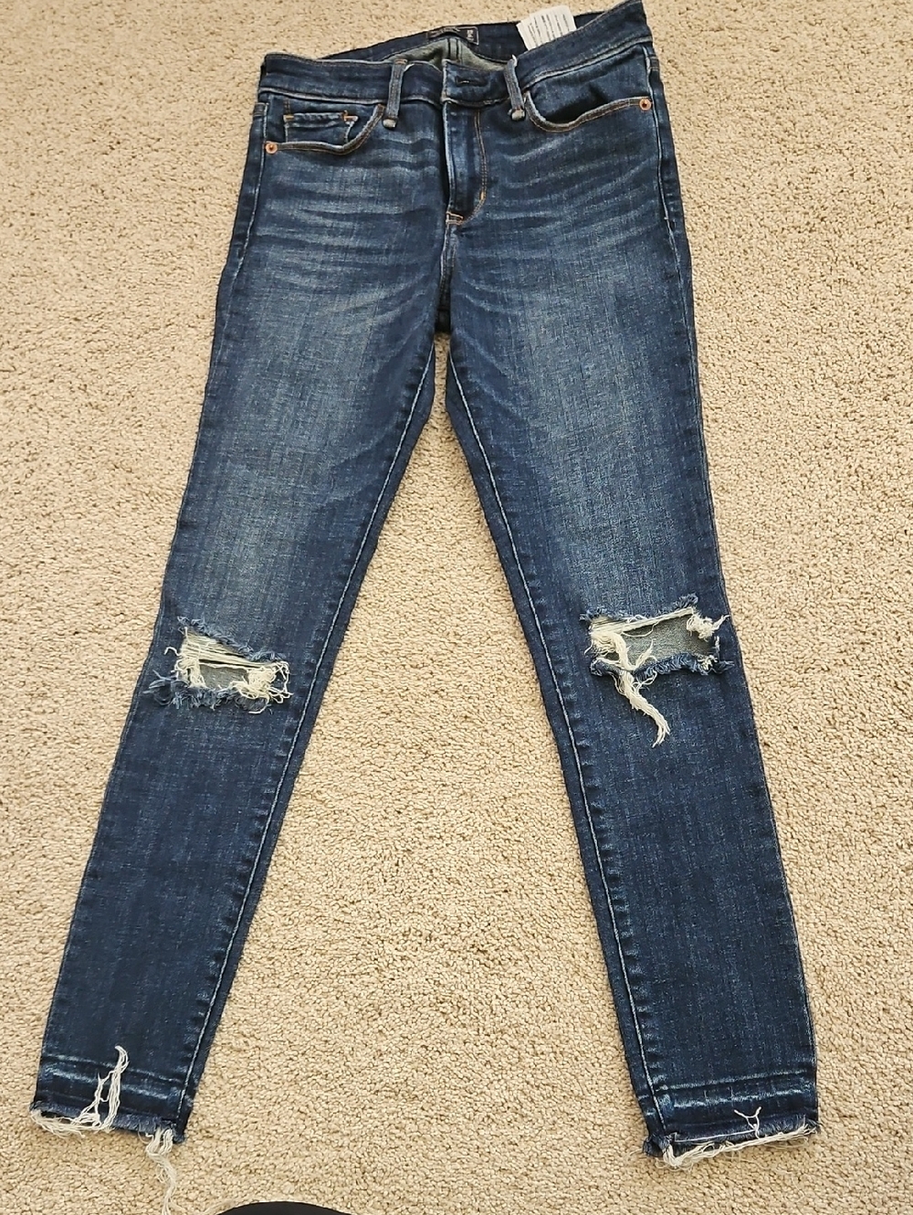 Abercrombie & Fitch Dark Blue Distressed Skinny Jeans